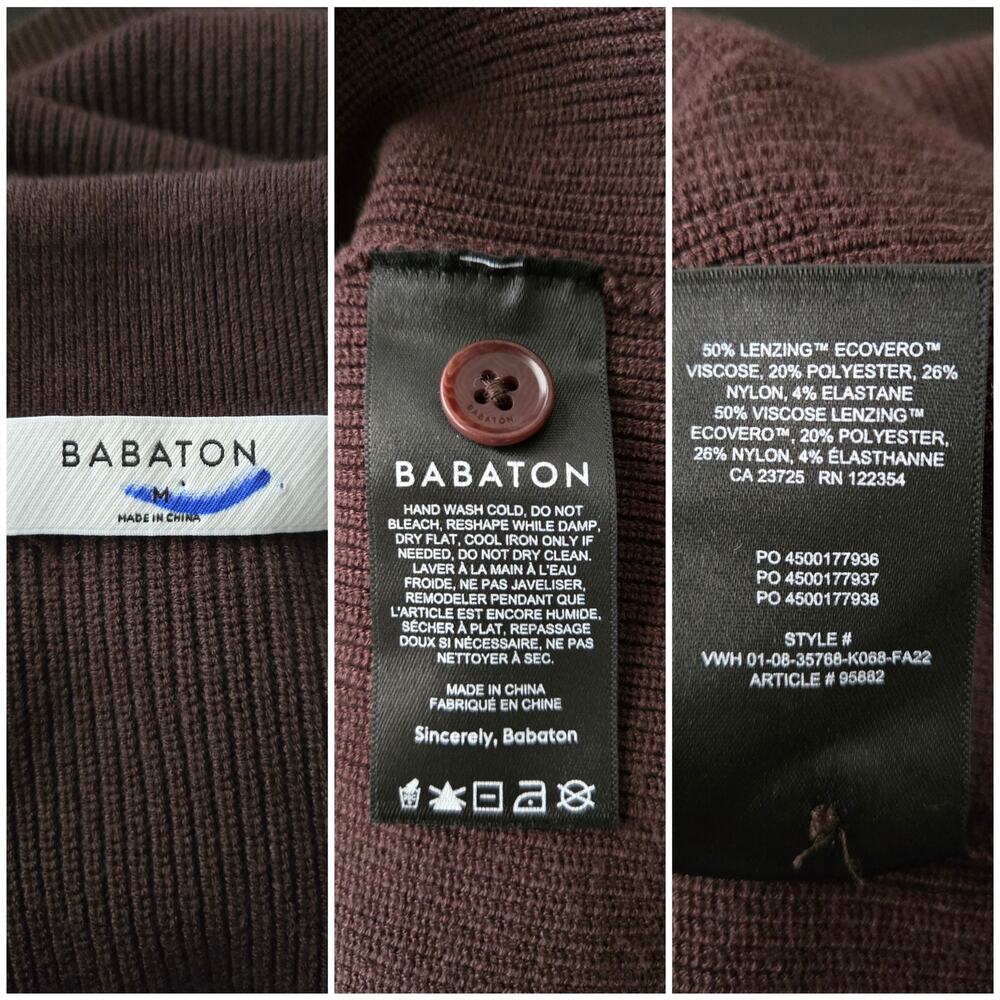 Minimalist Babaton Ribbed Knit Long Sleeve Midi Sweater Dress M Brown Capsule - Picture 5 of 8